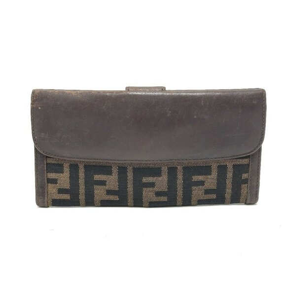 FENDI Zucca pattern Double Snap Long Wallet Vintage All-Over Print Long Wallet - Picture 1 of 12